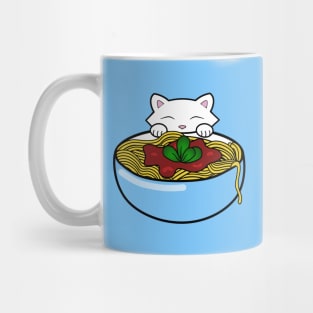 Cute cat eating spaghetti Mug